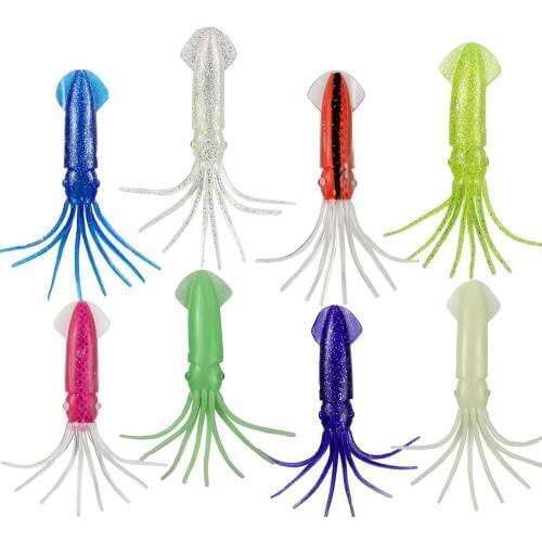 Soft Plastic Octopus Lures Squid Skirt Bait Glow in Dark Luminous Trolling Fishing Lure For Saltwater Fishing