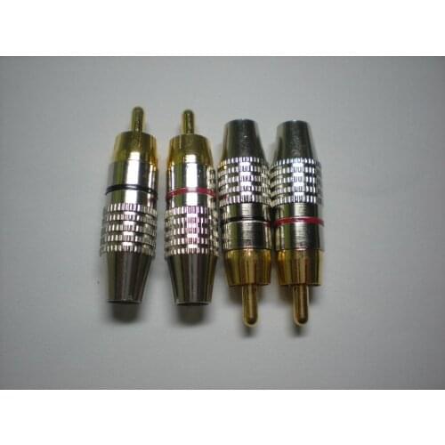 RCA Plug Audio Video Locking Cable Connector Gold Plated 45mm 100 pcs per Lot High Quality Hot Sale