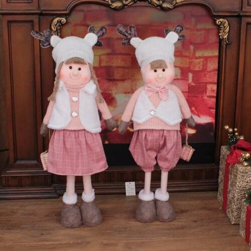 Christmas pink retractable boy girl doll decoration gift children new year home decoration doll christmas elf navida accessories