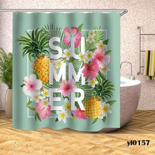Leaves Pineapple Shower Curtains Flowers Bath Curtains Waterproof For Bathroom Bathtub Large Wide Bathing Cover Tenda Da Doccia