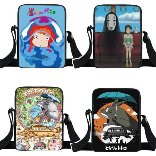 Anime Totoro Ponyo Mini Messenger Bag Boy Girls Cartoon Crossbody Bag Small Satchel Travel Bag Kids Bookbag Gift