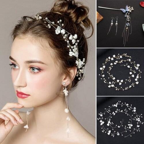 Bridal Wedding Hair Accessories Wreath Imitation Pearls Crystal Flower Butterfly Tassel Hairpins Earrings LL@17
