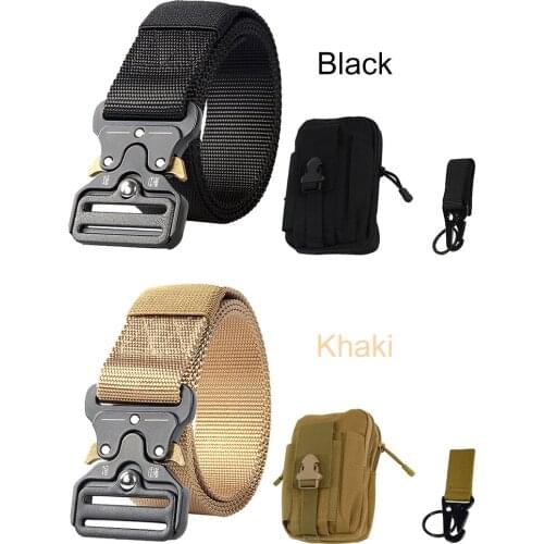 Military Tactical Belt Army Mens Nylon Belt Metal Buckle Style Jeans Belts Wide Quick Release Hook Outdoor Hunting Waist Strap