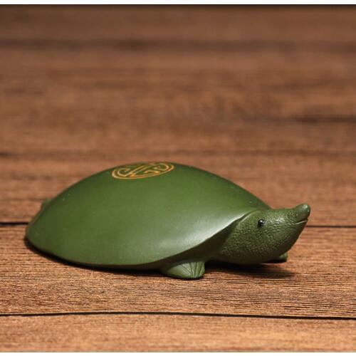 Hand made Green clay tea Pet soft-shelled turtle yixing green mud tea pet teatray teaboard tearoom home decor statue figurine