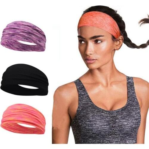 Women Elastic Yoga Sport Headband Running Hair Band Turban Outdoor Gym Sweatband Sport Fitness Bandage Fashion Men Sweat Bands