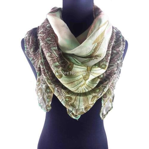 Animal Peacock Bird Print Womens Square Scarf Kerchief Hijab Womens Accessories Gift, Free Shipping
