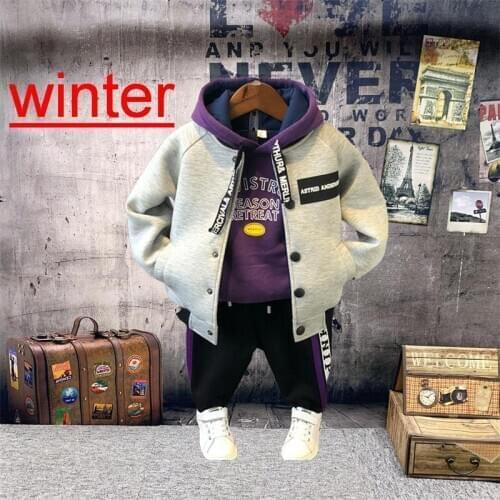 Winter Baby Boys Suit Baby Clothing Set for Boys Casual Clothes Set boys Thickened coat, hoodie and pants Infant Sport Suits