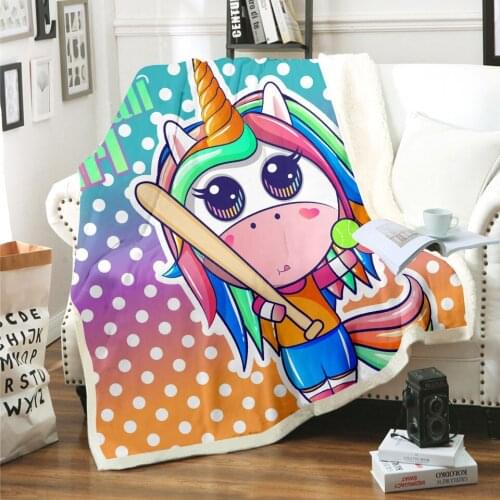 2020 NEW Rainbow Horse Unicorn Blanket 3D Print Sherpa Blanket on Bed Kids Girl Flower Home Textiles Dreamlike Style 05
