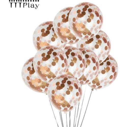 5PCS 12inch Rose Gold Christmas Sequin Latex Balloon Romantic Wedding Decoration Clear Birthday Party Confetti Balloons Supplies