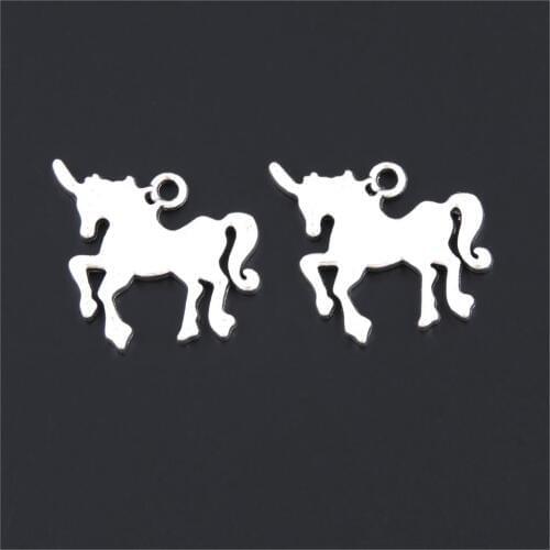 5Pcs Silver Color Classic Unicorn Charms Animal Pendant Making Jewelry Accessories For Necklace Bracelets 25X24mm A3223