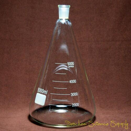 5000ml,24/40,Glass Erlenmeyer Flask,5L,Conical Bottle,Lab Chemistry Glassware