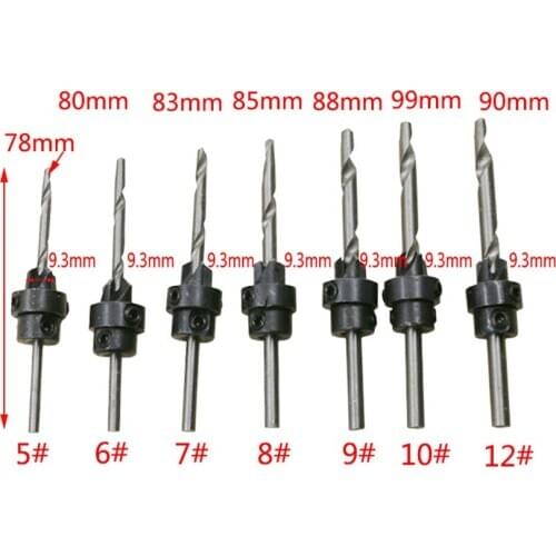 7pcs/set Woodworking Drill Bits Countersunk Drill Combination Kit 78mm-90mm Hand Tools Parts High Speed Steel Wood Screw Drills