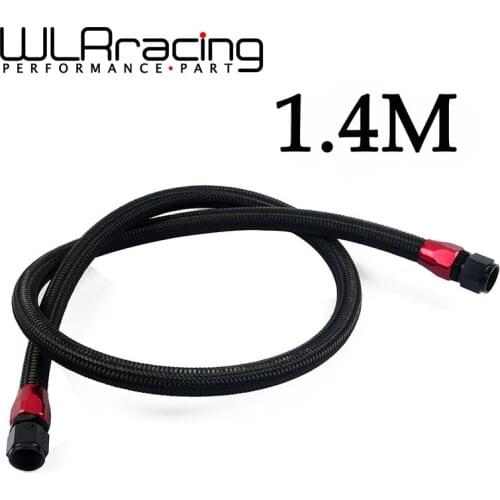AN10 1.4M Black Stainless Steel Brained Oil Hose Line Hose Tube With Straight 0 Degree Swivel Hose End Fitting Installed