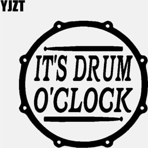 YJZT 13CM*12.9CM CAR STICKER ITS DRUM O'CLOCK VINYL DECAL Black/Silver C3-1146