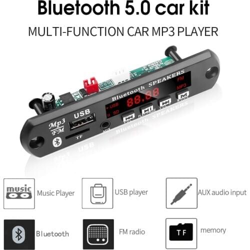 MP3 WMA FM AUX 12V Automobile Car Bluetooth Decoder Board Plate Audio Module USB/TF/FM/AUX/Bluetooth 5.0 For Car Accessories