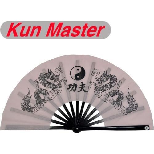 Bamboo Kung Fu Fighting Fan, Martial Arts Dance/Practice Performance Fan, Double Dragon (light Pink)
