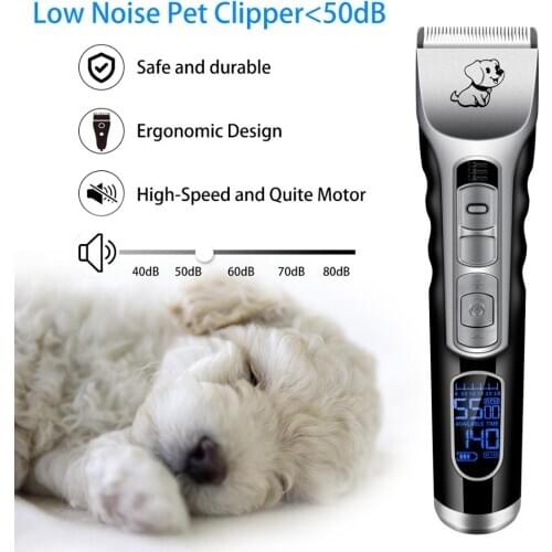 Cordless Dog Clipper with 5 Speeds Adjustment and LCD Display Low Noise Rechargeable Grooming Clipper High Quality
