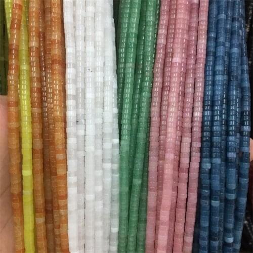 Jade Quartz Beads Round Heishi Gemstone Blue Pink White Flat Round Loose Beads 2*4MM Natural Stone Beads For Jewelry Making DIY