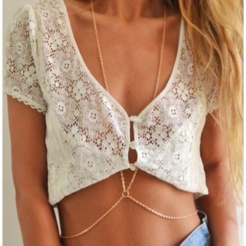 New Fashion Women Sexy Gold color Chain Choker Necklace Full Belly Belt Chain Jewelry For Women