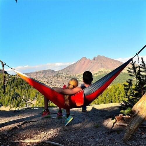 Double 210t parachute cloth hammock two color stitching Nisi swing outdoor camping hammock