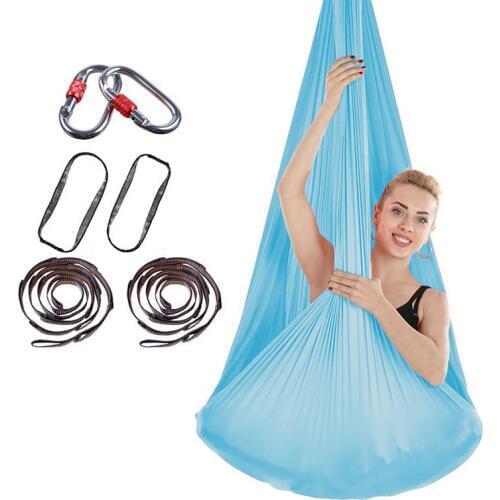 Stretchy Aerial Hammock with Extended Carabiner Indoor Silk Anti Gravity Yoga Set Elastic Swing Latest Belts for Training Sports