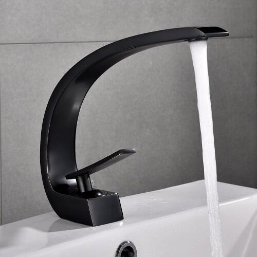 Hot and cold white Nordic copper undercounter basin sink faucet single hole bathroom washbasin golden household basin