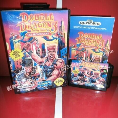 Sega MD game - Double dragon 3 III with Box and Manual for 16 bit Sega MD game Cartridge Megadrive Genesis system