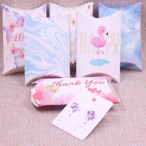 24pcs/1lot Wholesale Pillow box Jewelry&necklace&Earring DIsplay Box with "Thank You" Wedding gift box inner card size is 5*4cm