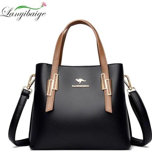 LanYiBaiGe 2021 New Ladies PU Leather Shoulder Bag Simple And Versatile Large-Capacity Girl Diagonal Bag Retro Fashion Handbag