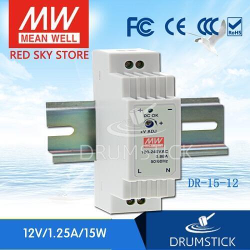 Hotsale MEAN WELL DR-15-12 12V 1.25A meanwell DR-15 15W Single Output Industrial DIN Rail Power Supply
