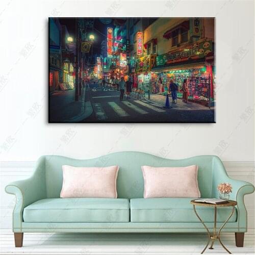 Home Decor Modular Canvas Picture Japanese Street shop painting Bedroom Living Room Poster Home Canvas Painting
