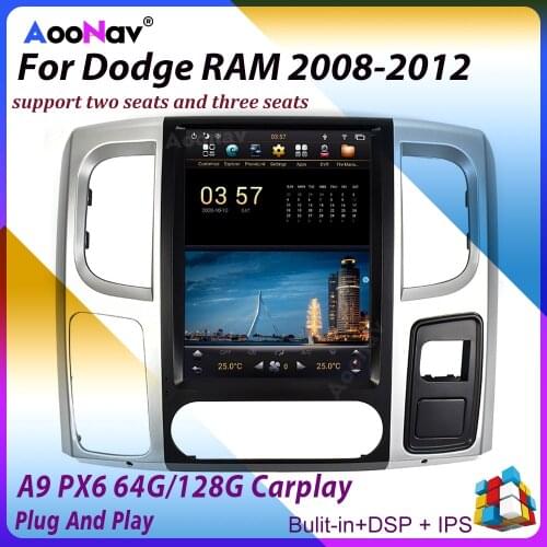 Multimedia Player Vertical Screen Car Audio For Dodge RAM 1500 2500 2008-2012 Tesla Style GPS Navigation Support Wifi Function