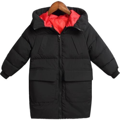 New winter children down & parkas 3-12Y boys girls outerwear windproof hooded coats modern fashion long thick parkas for kids