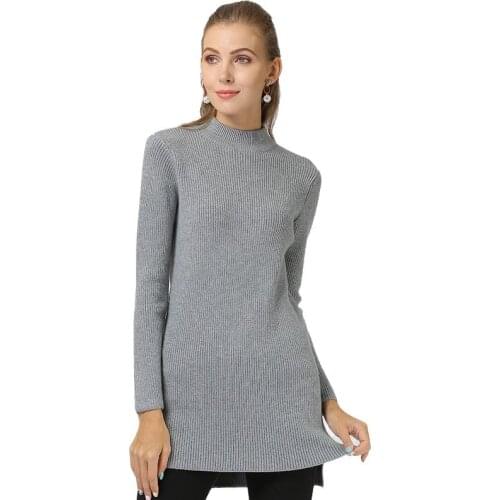 Solid Semi-high Collar Pullover Slim Medium Sweater Womens Long Sleeve Fashion Hot Sell Womans Cardigan Sweaters