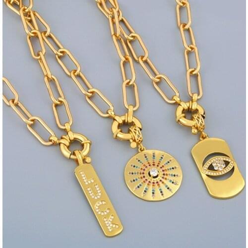 European & American Ins Retro Exaggerated Thick Chain Necklace Personality Chain Hip Hop Cold Wind Clavicle Charms Pendant