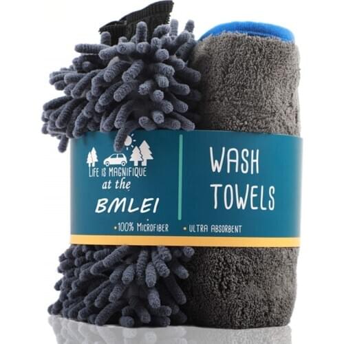 Large Size Car Wash Mitt high quality Microfiber Wash Glove and Microfiber Towel