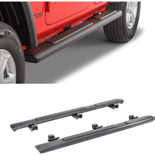 Side Steps Running Boards For Jeep Wrangler JL 4 Door 2018 + Black Side Bars Step(2 Pieces)