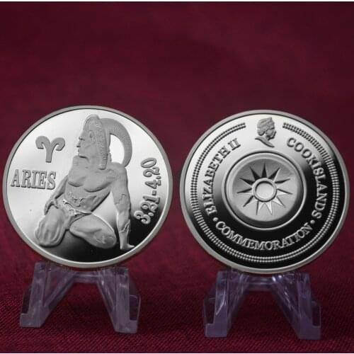 Silver Plated Aries signs of the zodiac medal coin Holiday & Business gifts
