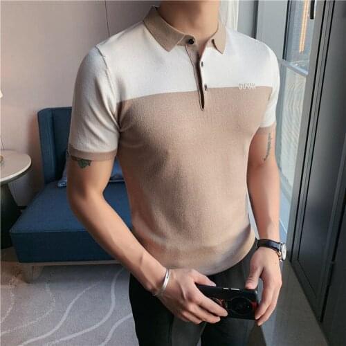 Casual Breathable Polo Homme Streetwear Fashion Men Polo Shirt High Quality Slim Fit Polo Shirt Men Short Sleeve Knitting Polo