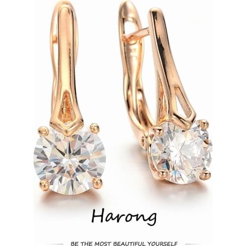 Fashion Simple Copper Golden Crystal Big Rhinestone Stud Earrings Female Aesthetic Holiday Birthday Party Gift Earring For Woman