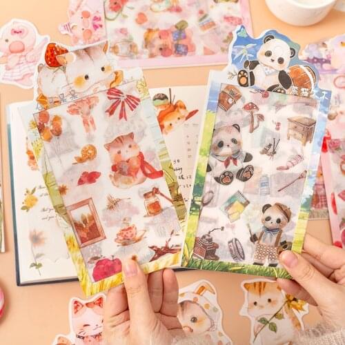 4 Sheets Animal Cartoon Sticky Stickers Reward Stickers Supplies School Card Diary Album Scrapbooking Label Stickers