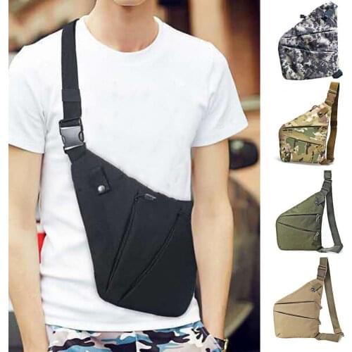 Single Shoulder Bag Adjustable Strap Multi-function Men Wear Resistance Zipper Left/Right Shoulder Bag for Climbing