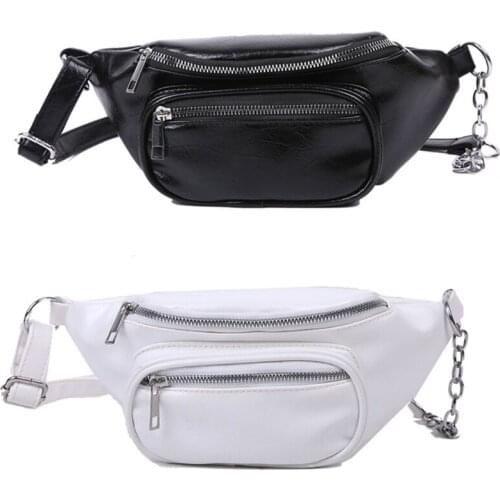 Unisex PU Leather Sling Bag Casual Shoulder Bags Chain Chest Pouch Crossbody Satchel Waist Pack sling bags for women crossbody p
