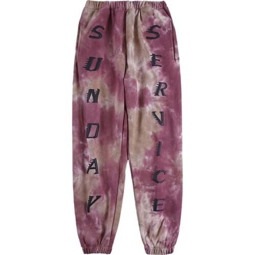 Tie Dye 3D Foam Letter Print Sweatpants Men Joggers Elastic Waist Lose Casual Trousers Hip Hop Mens Sweat Pants