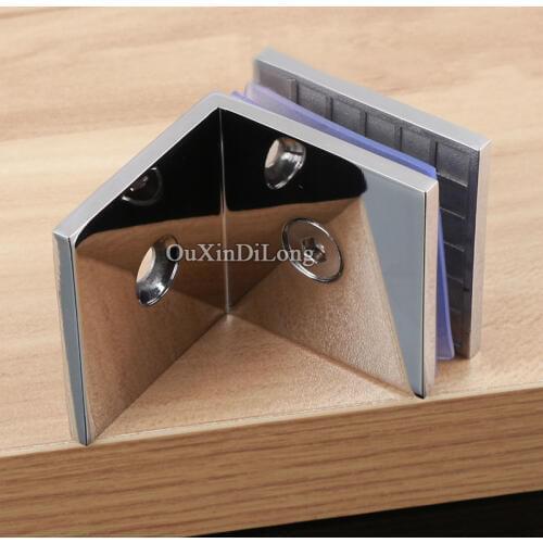 Top Designed 4PCS Stainless Steel 90 Degree Wall to Glass Holder Hinges Glass Clamps Brackets for 8-12mm Thickness