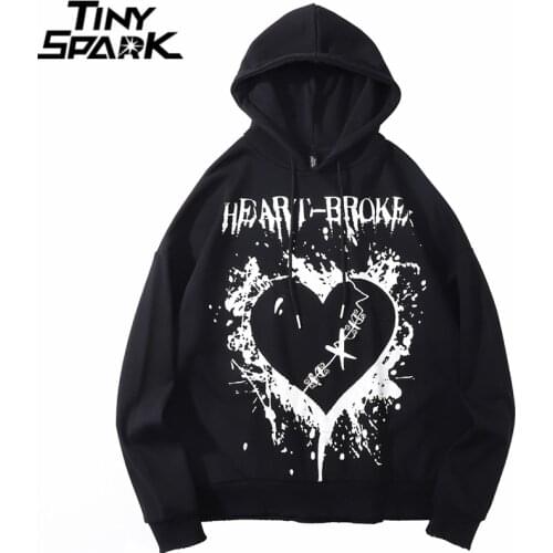 Hip Hop Streetwear Hoodie Sweatshirt 2021 Men Graffiti Heart Letter Print Hooded Pullover Autumn Harajuku Cotton Casual Hoodie