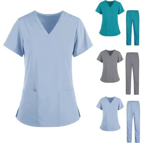 Pet grooming institution Scrubs set High Quality Spa Uniforms Unisex V-Neck Work clothes suits clothes Scrubs Tops Pants