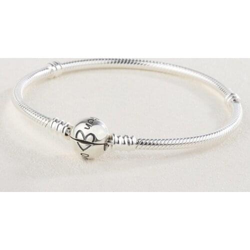 High Quality 925 Sterling Silver Round Heart Snake Bone Chain Pendant Charm Bracelet DIY Jewelry Making For Original Pandora