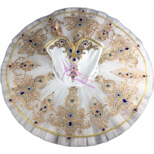 Women Pancake Professional Ballet Tutu White Gold Blue Le Corsaire Pancake Performance Tutus Platter Ballet Stage Costumes