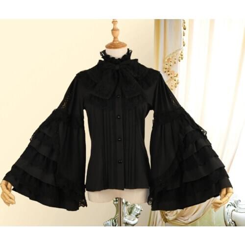 Gothic Style Women Lolita Blouse Long Sleeve Shirts Vintage Renaissance Victorian Medieval Women Lolita Costume